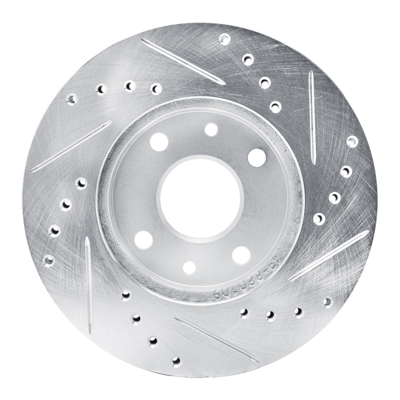 Kia SPECTRA Brake Rotor (1) - Front Left - R1 Concepts - Drilled & Slotted - Silver - `94-`00